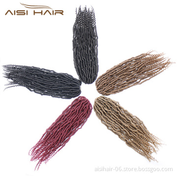 Aisi Hair 14 Inch 24 Strands Bomb Kinky Twist Crochet Hair Synthetic Fluffy Hair Extension Nubian Twist Braiding Hairpieces